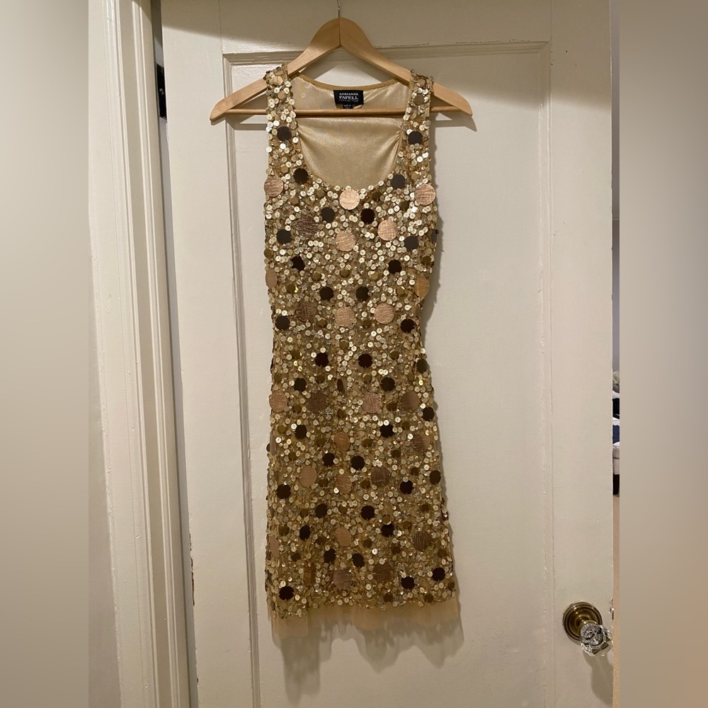 Adrianna Papell Collection Gold Sequin Dress - never worn / perfect condition